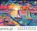 夏の海のかわいいイラスト 122253152