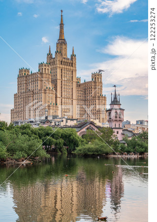 The view on the residential Stalinist high-rise building on Kudrinskaya Square. It is the one of seven Stalinist skyscrapers built in 1947-1954. The view on the residential Stalinist high-rise building on Kudrinskaya Square. It is the one of seven Stalinist skyscrapers built in 1947-1954. 122253274
