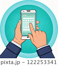 スマホを持つ手のイラスト 122253341