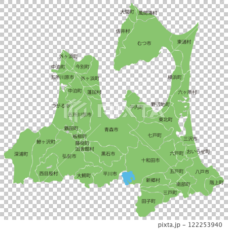 分割できる青森県地図　市町村名あり 122253940