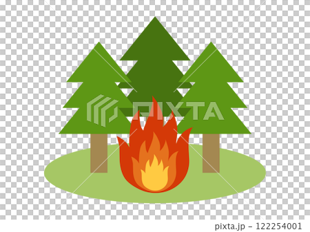 燃燒針葉林的野火的向量圖解 燃燒針葉林的野火的向量圖解 122254001