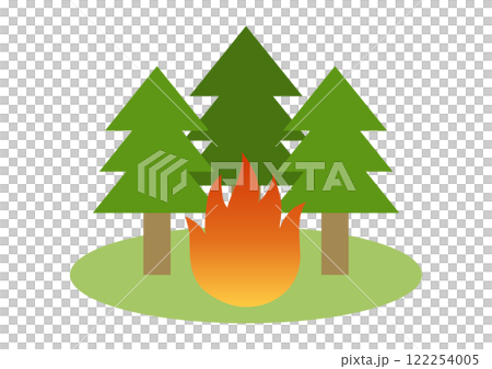 燃燒針葉林的野火的向量圖解 122254005