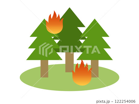 針葉樹林が燃える山火事のベクターイラスト 針葉樹林が燃える山火事のベクターイラスト 122254006