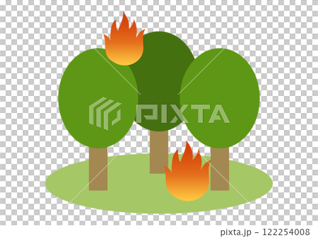 燃燒落葉林的野火的向量圖解 122254008