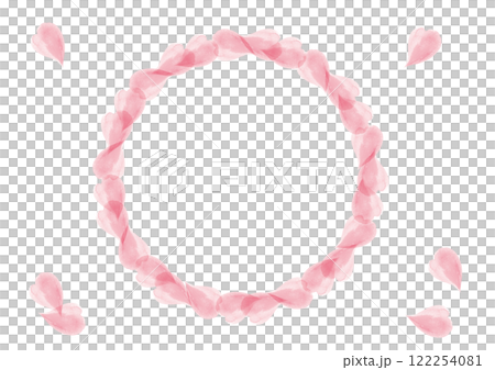 Watercolor cherry blossom petal wreath frame that looks like a heart Watercolor cherry blossom petal wreath frame that looks like a heart 122254081