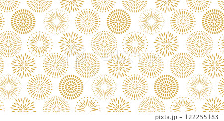 花火のシームレスパターン。カラフルで華やかな打ち上げ花火模様の背景素材。 花火のシームレスパターン。カラフルで華やかな打ち上げ花火模様の背景素材。 122255183