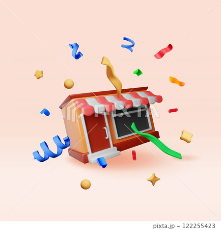 3d store shop with window and door in confetti 3d store shop with window and door in confetti 122255423