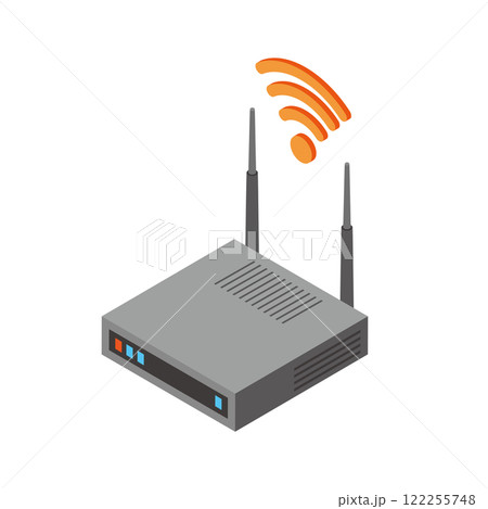 Wi-Fiルーターのアイソメトリックイラスト Wi-Fiルーターのアイソメトリックイラスト 122255748