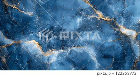 青と金の大理石模様のアート背景 青と金の大理石模様のアート背景 122255772