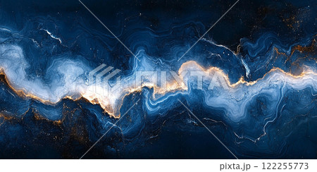 青と金の大理石模様のアート背景 122255773