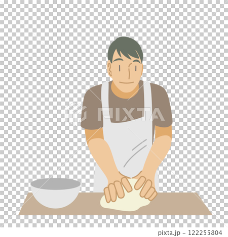 男人揉麵包麵團 122255804