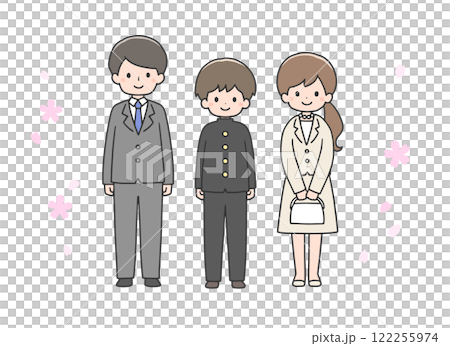 入學典禮:男學生和家長排隊 入學典禮:男學生和家長排隊 122255974