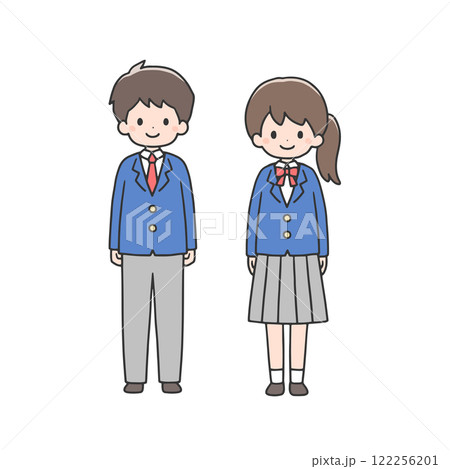 並んで立つ学生たち2人 122256201
