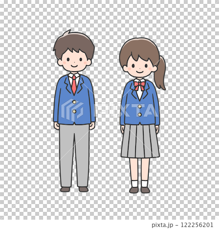 並んで立つ学生たち2人 122256201