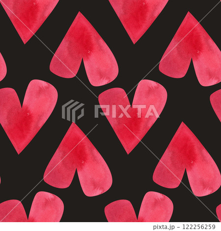 Love, passion, emotions. Seamless pattern of hand-drawn pink watercolor hearts. Sketchy illustration for Valentine's Day for wrapping paper, textiles, boxes, notebooks, notepads. Love, passion, emotions. Seamless pattern of hand-drawn pink watercolor hearts. Sketchy illustration for Valentine's Day for wrapping paper, textiles, boxes, notebooks, notepads. 122256259