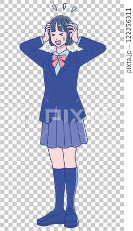 Anime-style female student in school uniform 122256311