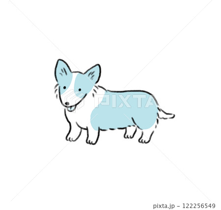 手書きの線画可愛い犬シリーズ コーギー 手書きの線画可愛い犬シリーズ コーギー 122256549