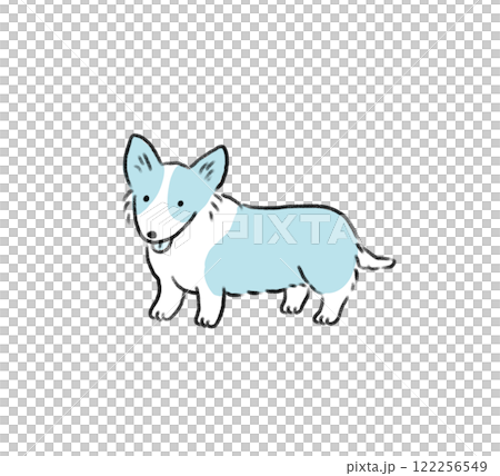 手書きの線画可愛い犬シリーズ コーギー 手書きの線画可愛い犬シリーズ コーギー 122256549
