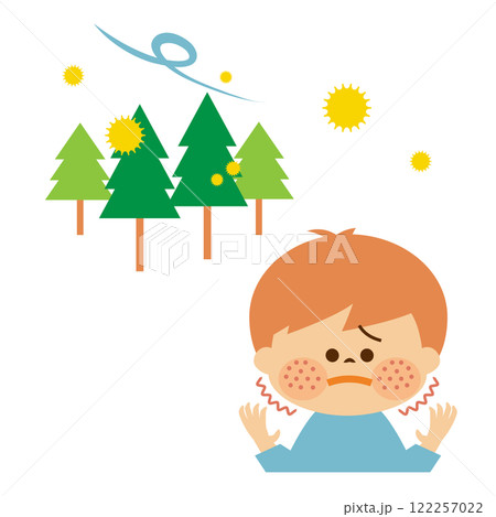 花粉症　皮膚のかゆい子供のイメージイラスト 122257022