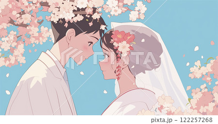 桜の木の下でのブライダルフォト 122257268