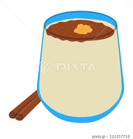 Glass of boza. Traditional turkish drink with cinnamon and nuts. Hand drawn vector illustration. Glass of boza. Traditional turkish drink with cinnamon and nuts. Hand drawn vector illustration. 122257718