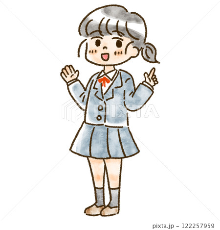 勉強を教えている風の女学生のイラスト、手描き風、水彩風 122257959