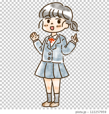 勉強を教えている風の女学生のイラスト、手描き風、水彩風 122257959