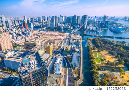 日本の東京都市景観 新時代へ。築地市場跡地などを望む。再開発…＝令和7年1月23日 122258068