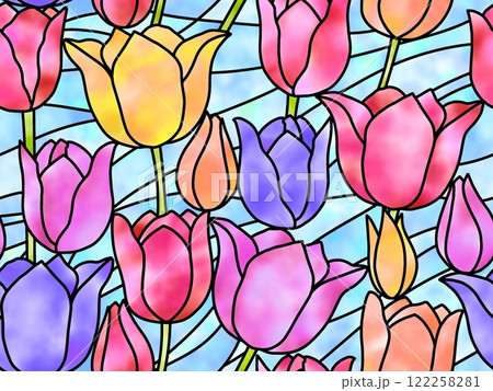 チューリップのシームレスパターン　D-9 122258281