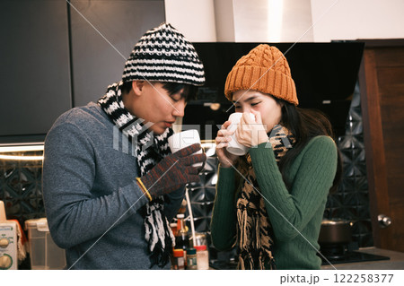 Young Asian couple living at home Young Asian couple living at home 122258377