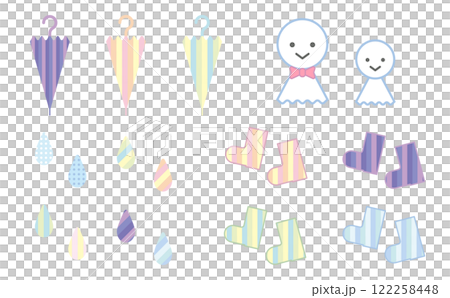 A pastel colored illustration set for the rainy season. 122258448