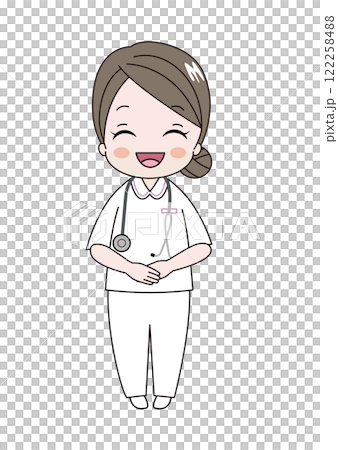 明るい笑顔で笑っている看護師さんのイラスト 122258488