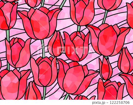 チューリップのシームレスパターン　E-1 122258706