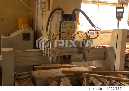 Machine Tool Equipment Industrial Workshop Enterprise Wood Processing Wooden Planks. Machine Tool Equipment Industrial Workshop Enterprise Wood Processing Wooden Planks. 122258944