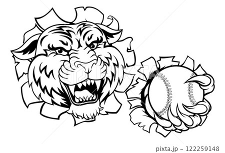 Tiger Baseball Ball Animal Sports Team Mascot 122259148