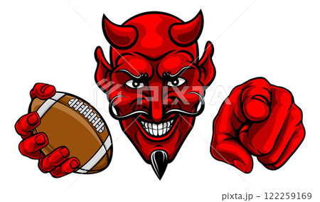 Devil Football Ball Sport Team Mascot Illustration 122259169