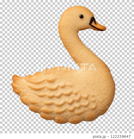 可愛的天鵝全身餅乾。背景透明AI生成影像 122259647
