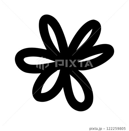 Abstract Doodle Flower Shape Vector, Perfect for Creative Logos, Hand-Drawn Stickers, Web Graphics, and Decorative Icons 122259805