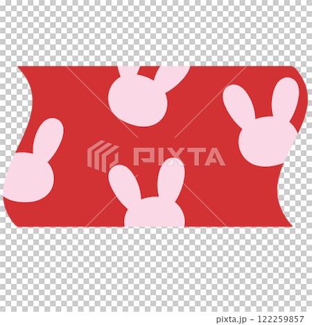 Illustration of pastel pink bunny on red background for wallpaper, backdrop, insert text, name tag, comic, text bubble, patch, print, text, message, chat, dialogue, sticker, back to school, easter 122259857