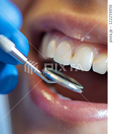 Dental Check Up with Dental Mirror Tool 122259956