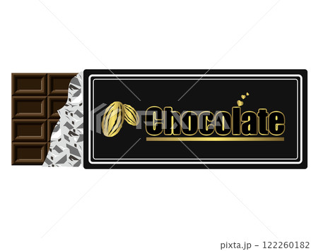 包装箱から出され銀紙に包まれたビター板チョコレート 包装箱から出され銀紙に包まれたビター板チョコレート 122260182