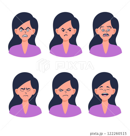 Portraits of woman. Girl Avatar. Female emotions. Portraits of woman. Girl Avatar. Female emotions. 122260515