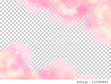 水彩粉紅色背景與白色的心 122260691