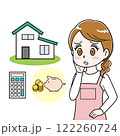 住宅ローン返済に悩む女性（主婦）のイラスト 122260724