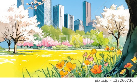 春の都会の公園_4 122260736