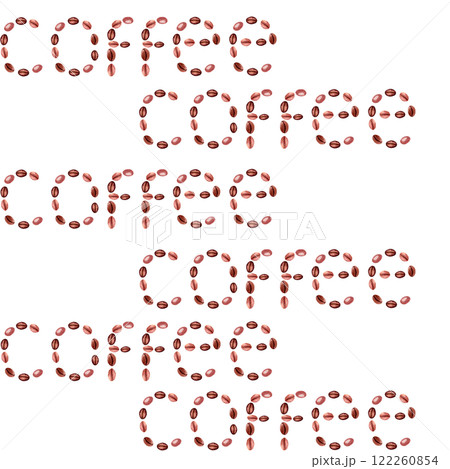 Black coffee, coffee word written with the beans watercolor seamless border isolated on white, hand drawn design. Great for containers, restaurant and cafe menu wall decor, advertisements, packaging. 122260854