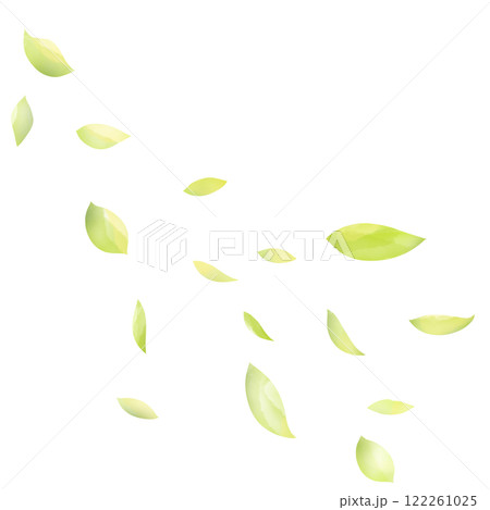 流れるように風に舞う新緑の手描き水彩イラスト 122261025