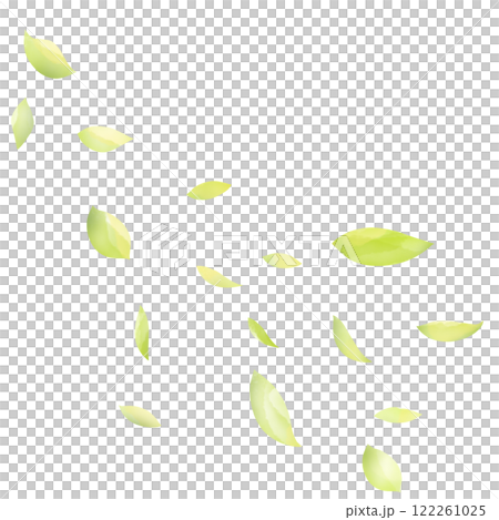 流れるように風に舞う新緑の手描き水彩イラスト 122261025