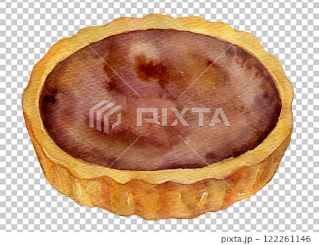 水彩イラスト　チョコレートタルト 122261146