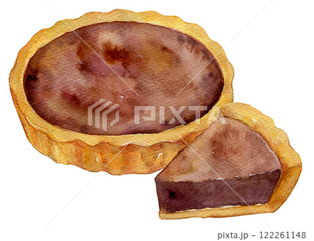 水彩イラスト チョコレートタルト 水彩イラスト チョコレートタルト 122261148